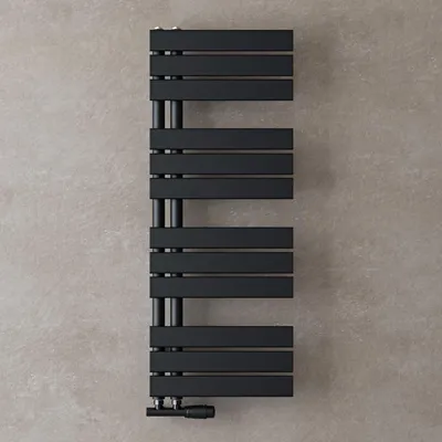 Image de doporro Radiateur de Salle de Bain Sèche-Serviette 104x40cm Radiateur à Eau Chaude Gris Noir Sèche-Serviettes Design FN