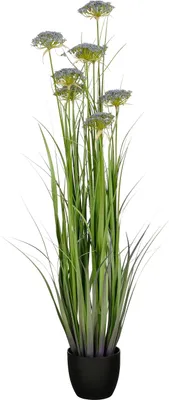 Produktbild von Mica Decorations Engelwurz – Kunstgras – Realistische Kunstpflanze Deko Wohnzimmer – Künstliche Pflanzen – Zimmerpflanzen Künstlich – H150 x Ø45 cm – Grün, Lila