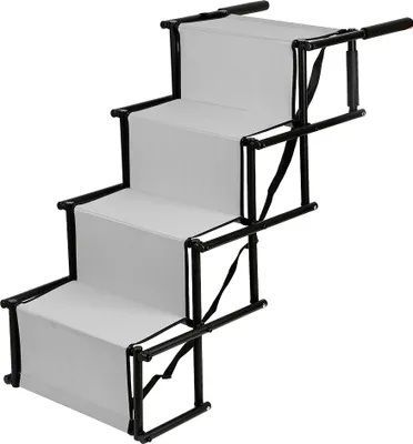 Produktbild von Hunderampe Hundetreppe faltbar\Hunde-Falt-Treppe Autorampe Auto Einstiegshilfe 165x43cm Grau