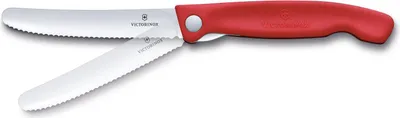 Zdjęcie produktu dla sztućce victorinox - Gładki składany nóż stołowy czerwony w blistrze - Swiss Classic