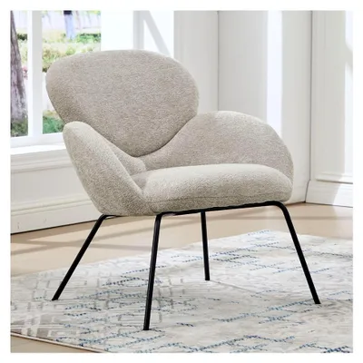 Produktbild von Loungesessel für das Wohnzimmer, Chenille Cocktailsessel, Modern, Polstersessel mit Metallbeinen, Einzelsessel mit Armlehne, Lesesessel für das Schlafzimmer, Khaki
