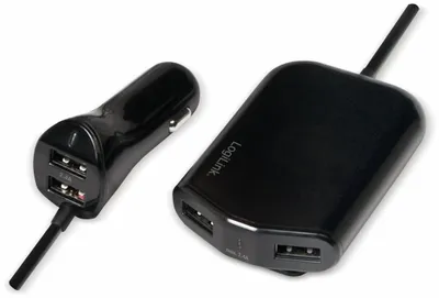 Zdjęcie produktu dla Logilink USB Car Charger, 2+2-Port, 24W, 1.8m schwarz