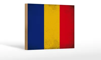 Produktbild von Holzschild Flagge Rumänien 18x12cm Flag of Romania Vintage Dekoration