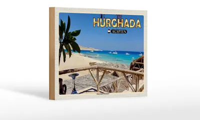 Produktbild von Holzschild Reise 18x12 cm Hurghada Ägypten Giftun Nationalpark Dekoration
