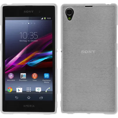 Produktbild von PhoneNatic Case kompatibel mit Sony Xperia Z1 - weiß Silikon Hülle brushed + 2 Schutzfolien