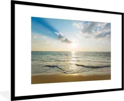 Produktbild von MuchoWow® Gerahmtes Poster Meer - Sommer - Strand 90x60 cm - Poster mit Schwarzem Bilderrahmen Wandposter Rahmen Foto Bilder - Wanddekoration - Fotos
