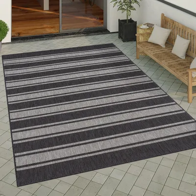 Produktbild von Outdoor Teppich Flachgewebe in Sisal-Optik mit Bordüre UV-beständig robust Grösse 60x100 cm
