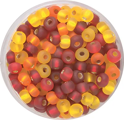 Produktbild von Rocailles matt sortiert gelborangerot 4,5mm 17g