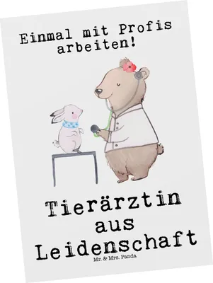 Produktbild von Mr. & Mrs. Panda Postkarte Tierärztin Leidenschaft - Weiß - Geschenk, Ansichtskarte, Fotokarte, Ansichtskarten, Postkarten, Grußkarte