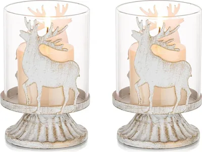 Produktbild von Romadedi Weihnachtskerzenhalter Set Rentier Hirsch Vintage Deko 2er