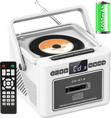 Productafbeelding van Famanu Boombox: CD-speler en cassette speler - Draagbaar audiosysteem met hoge geluidskwaliteit