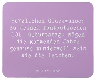 Produktbild von Mr. & Mrs. Panda Mouse Pad Spruch 101. Geburtstag - Lavendeltraum - Geschenk, besondere Feier, freudige Überraschungen, Alter, Langlebigkeit, computer mauspad, Mousepad