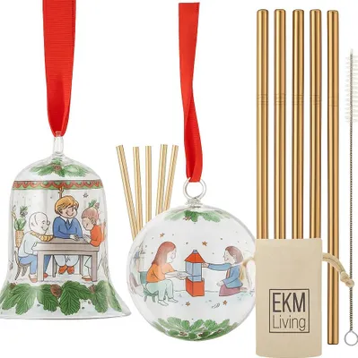 Immagine prodotto di Set: Hutschenreuther Kristallglocke & Kristallkugel 2025 „Weihnachtsspiele“ + Edelstahl Trinkhalme 4er Set (gratis) | EAN 4011699895415 & 4011699895422