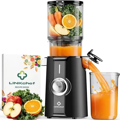 Produktbild von Rush Clear™ Kompakter Slow Juicer, 115mm Einfüllschacht, 14,8cm platzsparend, spülmaschinenfest, inkl. Saftrezepte