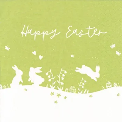 Produktbild von RP 20 Servietten Happy Easter Bunnies green - Fröhliche Hasen zu Ostern grün 33x33cm