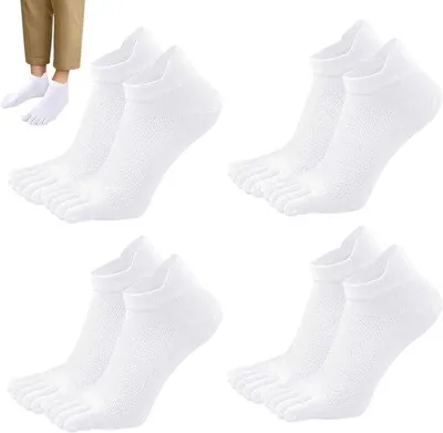 Produktbild von Famanu Sportsocken mit Zehen, Atmungsaktives Baumwollmaterial für Herren - 4 Paar