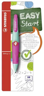 Zdjęcie produktu dla Ergonomiczny chowany ołówek dla praworęcznych - STABILO EASYergo 1.4 w kolorze turkusowym/neonowym różowym - pojedynczy ołówek - w zestawie 3 cienkie ołówki - twardość HB
