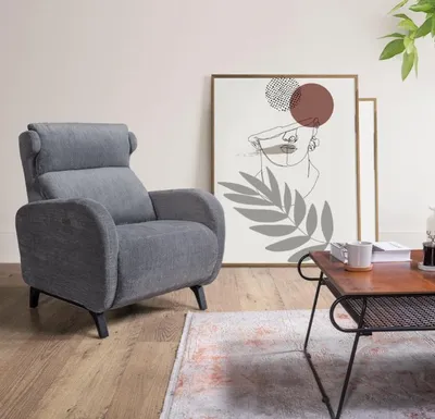 Produktbild von Grauer Relax Sessel Mit Luxus Fußstützen Wohnzimmer Lounge Einsitzer