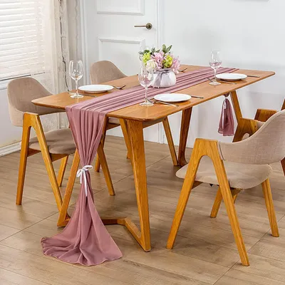 Produktbild von Chiffon Tischläufer Altrosa 6 Stück 600 x 70 cm Waschbar