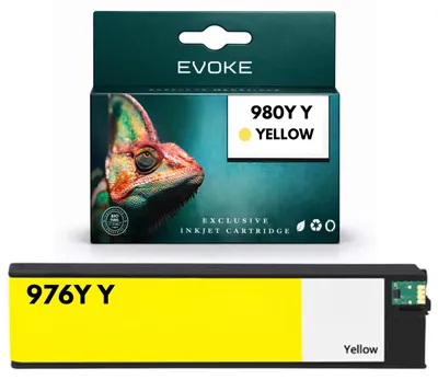 Immagine prodotto di Cartucce d'inchiostro Evoke, compatibili con la stampante HP 976Y L0S31Y, colore giallo, capacità 250 ml, resa di 13.000 pagine, compatibili con i modelli PageWide P55250dw e P57750dw