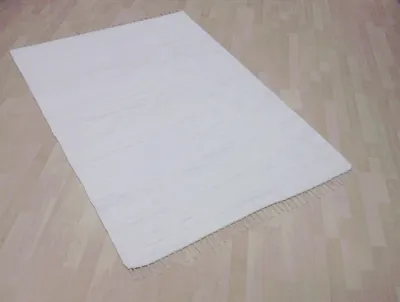 Produktbild von Teppich Fleckerl Fleckerlteppich Handwebteppich UNI Baumwolle Handweb Waschbar Farbe: Weiss Größe: ca. 80x150 cm