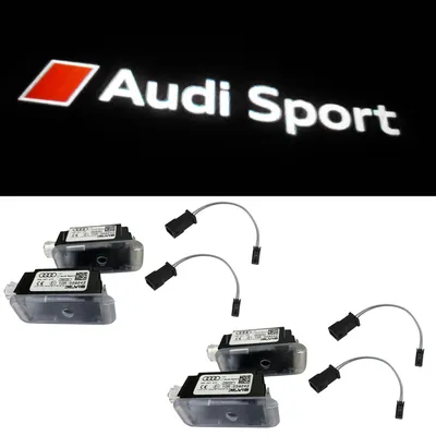 4x Original Audi Sport LED Einstiegsbeleuchtung Tür Logo + 4x Adapter VIELE AUDI – Produktansicht