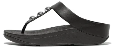 Produktbild von FITFLOP FitFlop Fino Zehenstegsandalen aus Leder mit Spiegelkuppel ZWART 37