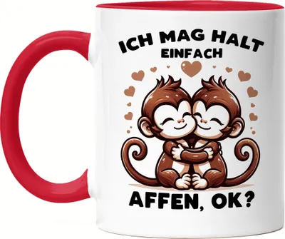 Produktbild von Ich mag halt einfach Affen, ok? Süße Affen Tasse Rot - Liebe zu Affen