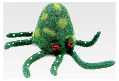 Produktbild von Eierwärmer Oktopus, grün, Filz, Handarbeit, 9cm x 8,5cm x 9cm