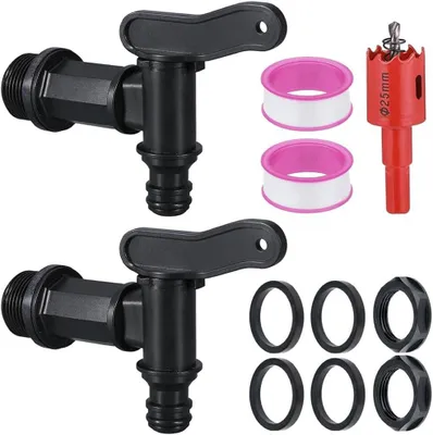Produktbild von Aftapkraan Kunststoff 3/4 Zoll, schwarz, inklusive Zubehör, für Regentonne
