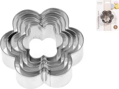 Immagine prodotto di Confezione 5 tagliabiscotti in acciaio inox , forma fiore.