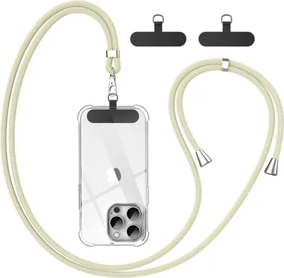 Image de Caslord Chaîne pour téléphone portable Universel pour tous les smartphones avec 2 pièces Patch universel - Beige
