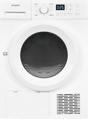 Produktbild von Exquisit Wärmepumpentrockner, 8kg Trockner mit 16 Programmen, Startzeitvorwahl, Knitterschutz, TWP803-030E weiss