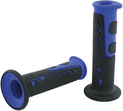 Image de Poignées de guidon Progrip 725 en caoutchouc noir et bleu, ouvertes, 122 mm, paire, pour vélo de route, diamètre 22/25 mm