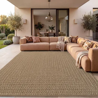 Produktbild von In- & Outdoor Teppich, Terrasse u. Balkon, Wetterfest Einfarbig m. Struktur Grösse 240x340 cm