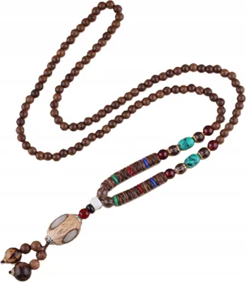 Produktbild von Holzkette NEPAL BUDDHIST MALA TIBETISCHE Mönche HANDGEMACHT Amulett