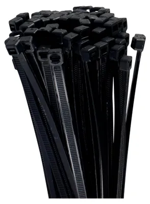 Produktbild von Kabelbinder in verschiedenen Längen von 200 mm bis 500 mm, schwarz und UV-beständig