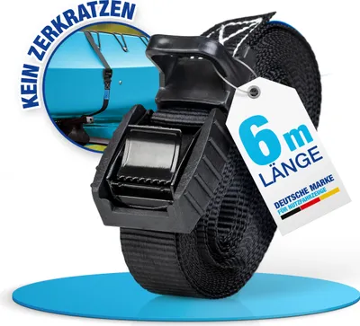 Produktbild von NTG Zurrgurte mit Klemmschloss und Gummiprotektor 6 Stück 6 Meter, für die schnelle Sicherung im Auto, Fahrradträger, Sackkarre und beim Umzug