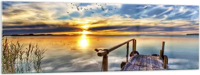 Produktbild von Bilder auf glas - See Brücke - 160x50cm - Glasbilder - Wandbilder - Bilder - Kunstdruck - zum Aufhängen bereit - Wanddekoration aus Glas - Glas Bilder - Wandbild auf Glas - Einteilig - GAB160x50-3963