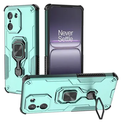 Productafbeelding van MobyDefend Hoesje - Geschikt voor OnePlus Nord CE 5 - Dubbelgelaagde Pantsercase Met Standaard - Turquoise