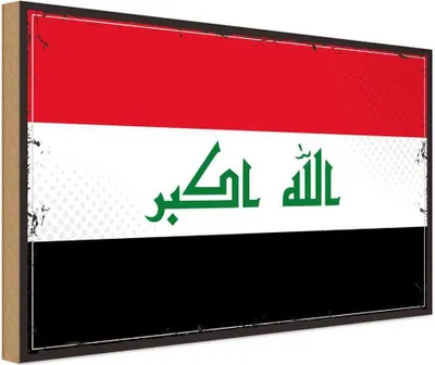 Produktbild von vianmo Holzschild 12x18 cm Irak Iraq Flagge Fahne Wappen