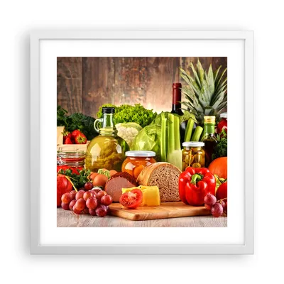 Produktbild von Gerahmtes Poster - Weißer Rahmen - Lebensmittel Gemüse Brokkoli Fleisch - 40x40 cm - Wand Bild - Wanddeko - Wandbilder - Wandposter - Bilderrahmen - Bilder - Kunstdruck - Wandbild - P2WAC40x40-3182