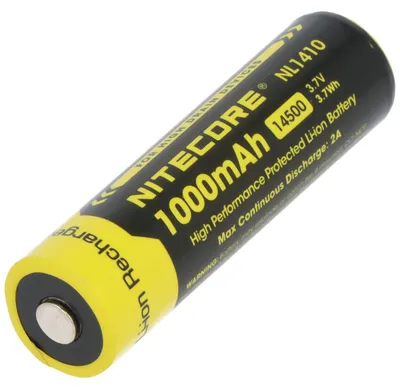 Obrázok produktu pre Nitecore 14500 Li-Ion batéria s napätím 3,7 V a kapacitou 1000 mAh, NL1410 Li-Ion batéria