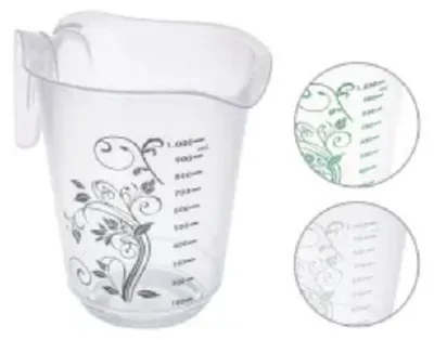 Produktbild von Centi Messbecher ORNAMENT 1 Liter ca. 13 x 16 cm Transparent floralem Dekor Polypropylen