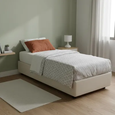 Immagine prodotto di Talamo Italia Letto Singolo Addison 105x205 cm Beige, Materasso Incluso Sfoderabile  Italy