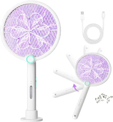 Image de Répulsif à moustiques électrique - Lampe anti-moustiques - Lutte contre les nuisibles - Fonction 3 en 1 - Dimensions : 24 x 5 x 47 cm - Blanc