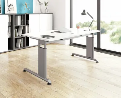 Produktbild von Schreibtisch Z-Serie | inkl. Kabelwanne | C-Fuß | höheneinstellbar, Größe Tischplatte:160 x 80 cm, Farbe Tischplatte:Graphit, Farbe Gestell:Graphit