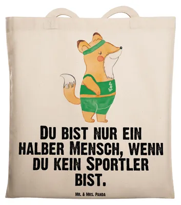 Produktbild von Mr. & Mrs. Panda Tote Bag Sportler Herz - Transparent - Geschenk, Uni Tasche, Laptoptasche, Shopping, dokumententasche