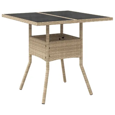 Produktbild von Gartentisch mit Glasplatte Beige 80x80x75 cm Poly Rattan