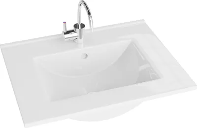 Produktbild von LAVITA Möbelwaschtisch Floryda 500 | Möbelwaschbecken | Waschbecken mit Überlauf und Hahnloch | Aus hochwertigem Porzellan | Waschtisch | 51x40,5x18 cm | Weiß Glanz